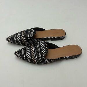 Universal Thread RAFFIA Woven whisper Multicolored Slides Mules EUC size…